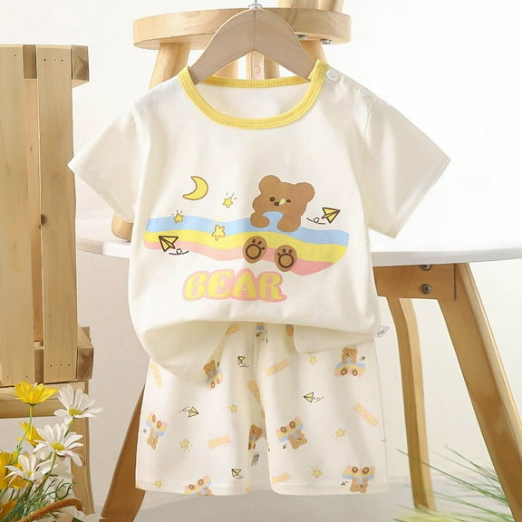 Penkiiy Kids Summer Animal Print Outfit 2-Piece Set - Ultra-Soft & Breathable Cotton T-Shirt Shorts for Boys & Girls