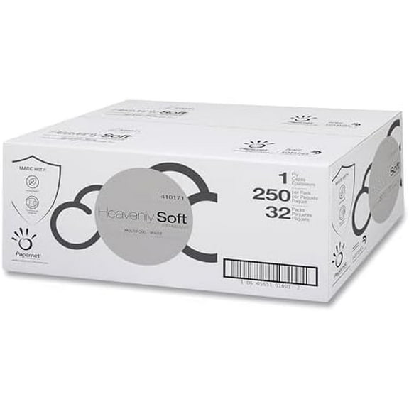 Papernet Heavenly Soft Multi-Fold Towel, Standard, 1-Ply, 4-inch x 9.5-inch, White, 250/Pack, 32 Packs/Carton (410171)