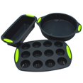 thumbnail image 1 of OUSITAID ‘s Kitchen 3pcs Silicone Mold Set Double Color 9 Inch Round Cake Mould 12 Muffin Cup Tray Toast Pan Baking Tool, 1 of 9