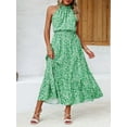 thumbnail image 3 of Sleeveless Women Halter Floral Boho Sun Vacation Long Maxi Summer Dresses, 3 of 6
