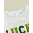 thumbnail image 3 of Toddler Baby  Romper, Long Sleeve Crew Neck Embroidery Letters Shamrock Bodysuit Clothes for Girls Boys, 3 of 7