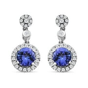 Shop LC Rhapsody AAAA Blue Tanzanite White Diamond Round 950 Platinum Dangle Drop Earrings for Women Jewelry Ct 1.91 E-F Color VS Clarity Birthday Gifts