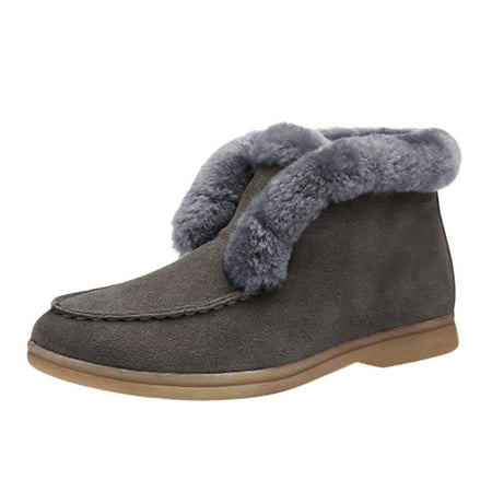 

Winter Savings Clearance Deals 2022! Juebong Women Winter Solid Color Keep Warm Ankle Boots Plus Velvet Boot Flat Snow Boots