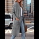 thumbnail image 5 of Cárdigan Holgado de Punto Abierto para Mujer, Informal, de Larga, Drapeado, con Bolsillos, Chaqueta Larga, Suéter. Gris XL, 5 of 10