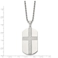thumbnail image 3 of Stainless Steel Laser Cut Cross Center Dog Tag Necklace; 24 inch; Lobster (Fancy) Clasp; for Adults and Teens; for Women and Men, 3 of 3