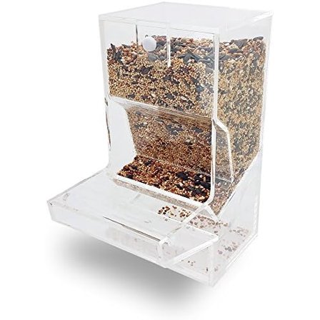 Neat Seed Acrylic Bird Feeder/Hopper - Indoor/Outdoor Large Capacity Bird House Feeder for Cages or Freestanding$$Garden & Patio