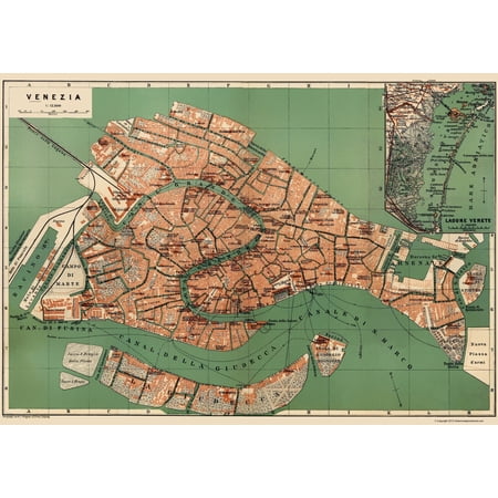 Historic Map - Venice Italy - Baedeker 1886 - Vintage Wall Art