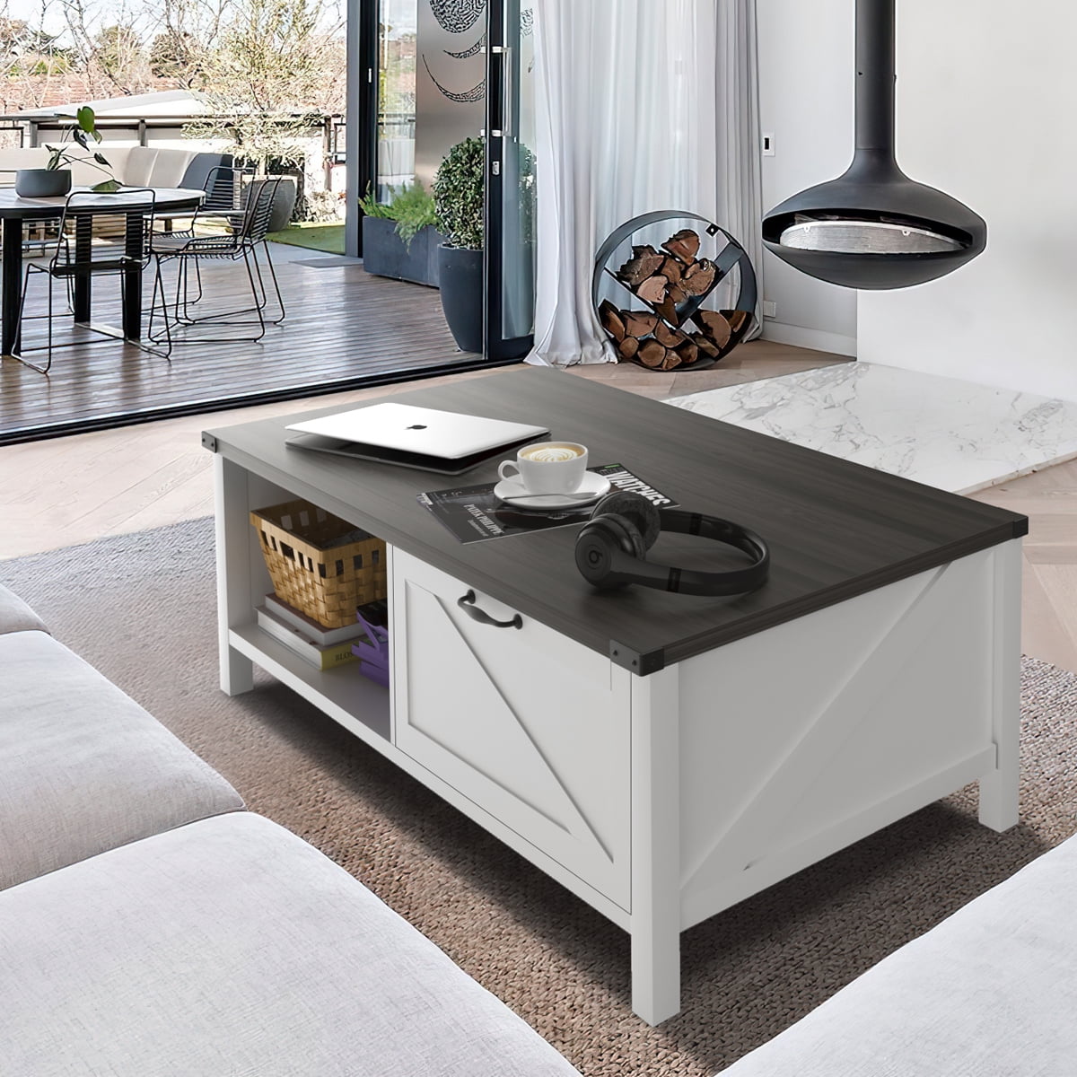 YITAHOME Coffee Table with Storage, Wood Coffee Tables, with Half Open