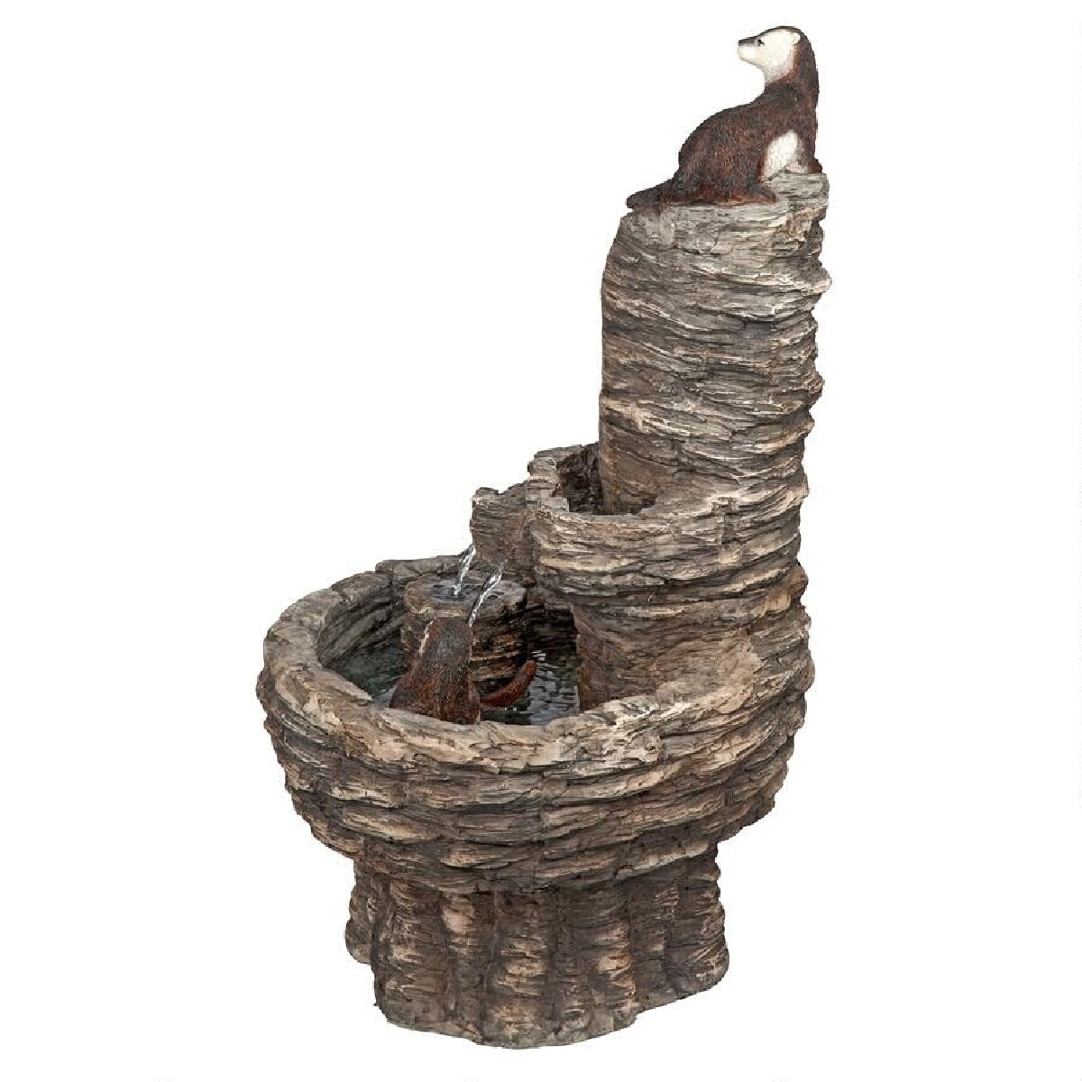 Outdoor Living and Style Tres Amigos Playful Otter Cascading Garden Fountain - 28"