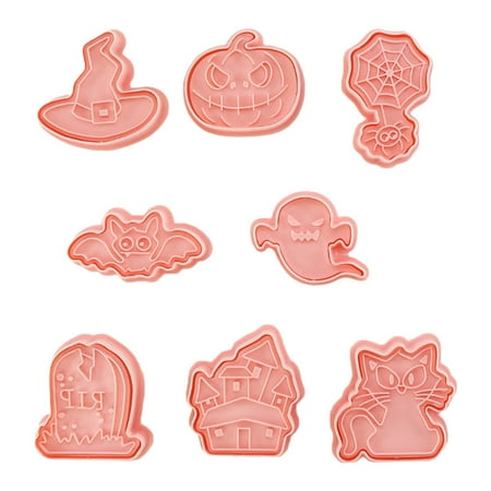 

8 Pieces Halloween Fondant Biscuit Mould Plastic Material Cookie Cutter Molds for Kitchen Baking Gifts for Baking Lovers