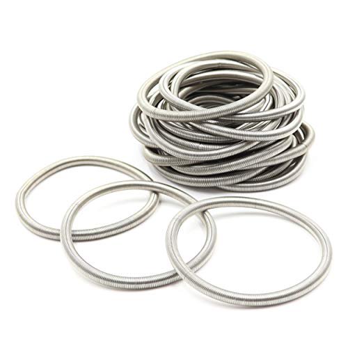 FROg SAc - Juego de 24 pulseras plateadas de cuerda de guitarra de 4,5 mm, pulseras en espiral para mujer, pulseras apilables de acero inoxidable en bolsa de terciopelo para mujer, brazaletes de moda FROG SAC 607476100755