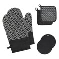 thumbnail image 1 of Juego de Guantes para Horno Guantes para Sujetar Ollas Resistentes Al 300 °C Guantes para Horno Guantes de Cocina Antideslizantes de Silicona y AlgodóN Negros, 1 of 5