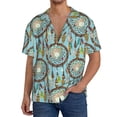 thumbnail image 7 of Lsque Boho Dreamcatcher 1 print Men's Cuban Collar Short Sleeve Shirt Summer Beachwear Casual Button Down Fashionable Vacation Leisure Shirt-Medium, 7 of 7