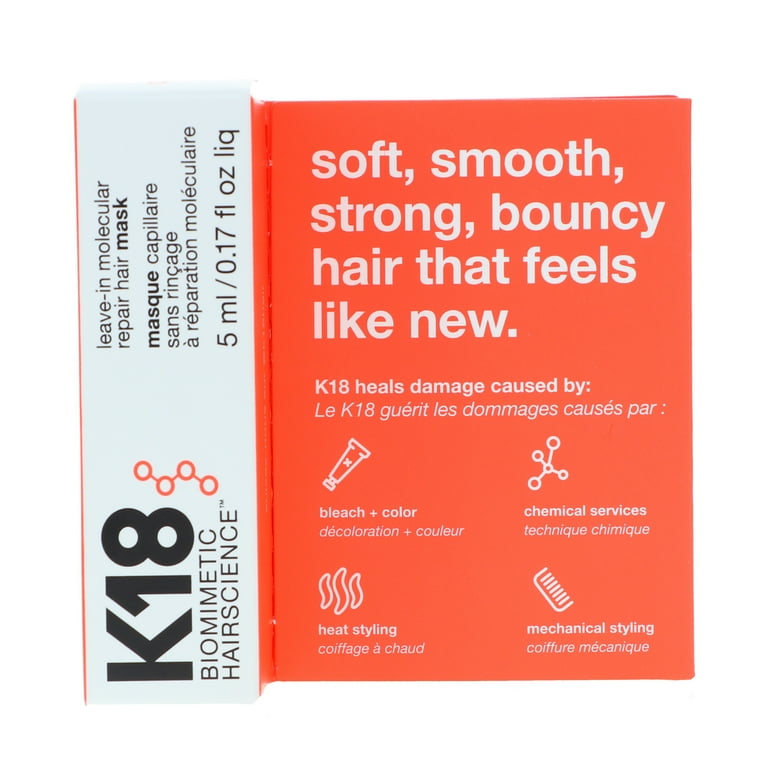 K18 Leave-In Molecular Repair Hair Mask, 0.17 oz, Repairs Extreme