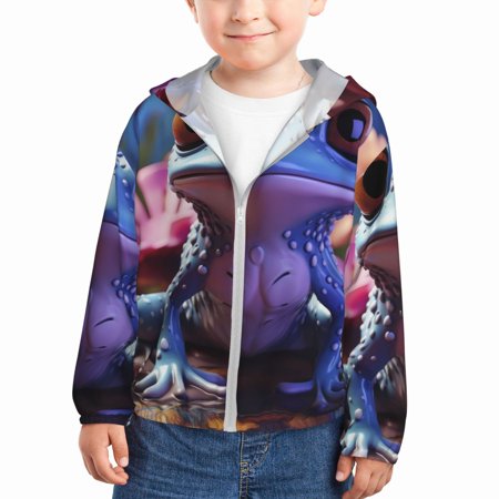 

Goofa Colorful Frog Among Flowers Printed Kids Zip-Up Hoodie Girls Boys UPF50+ Sun Protection Jacket Hooded Cooling Shirt-18 Months
