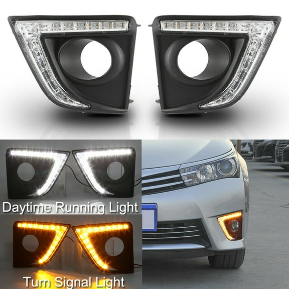For Toyota Corolla 2014 2015 DRL LED Daytime Running Lights Fog Lamp Turn Signal