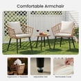 thumbnail image 4 of Gianna 3 Piece Outdoor Patio Furniture Set, Wicker Bistro Chairs with Glass Top Table for Apartment Balcony, Small Backyard, Porch and Deck, Beige, 4 of 7