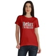 thumbnail image 1 of Inkmeso T-shirt pour Femmes Relax I'm Vaxxed à Encolure Dégagée, Drôle, Pro-Vaccin, 1 of 9