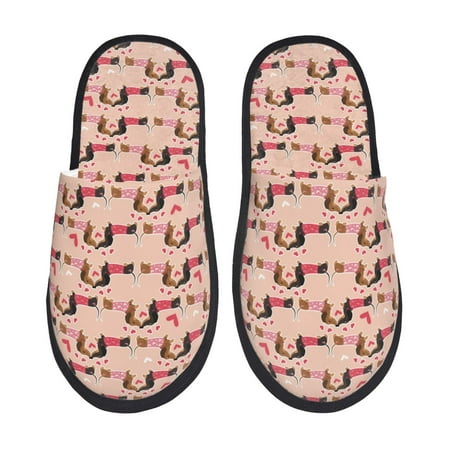 

Qekee Dachshund Couple print Slippers for Women and Men Fluffy Cute Cozy House Slipper Funny Furry Bedroom Slippers for Women Indoor -Large