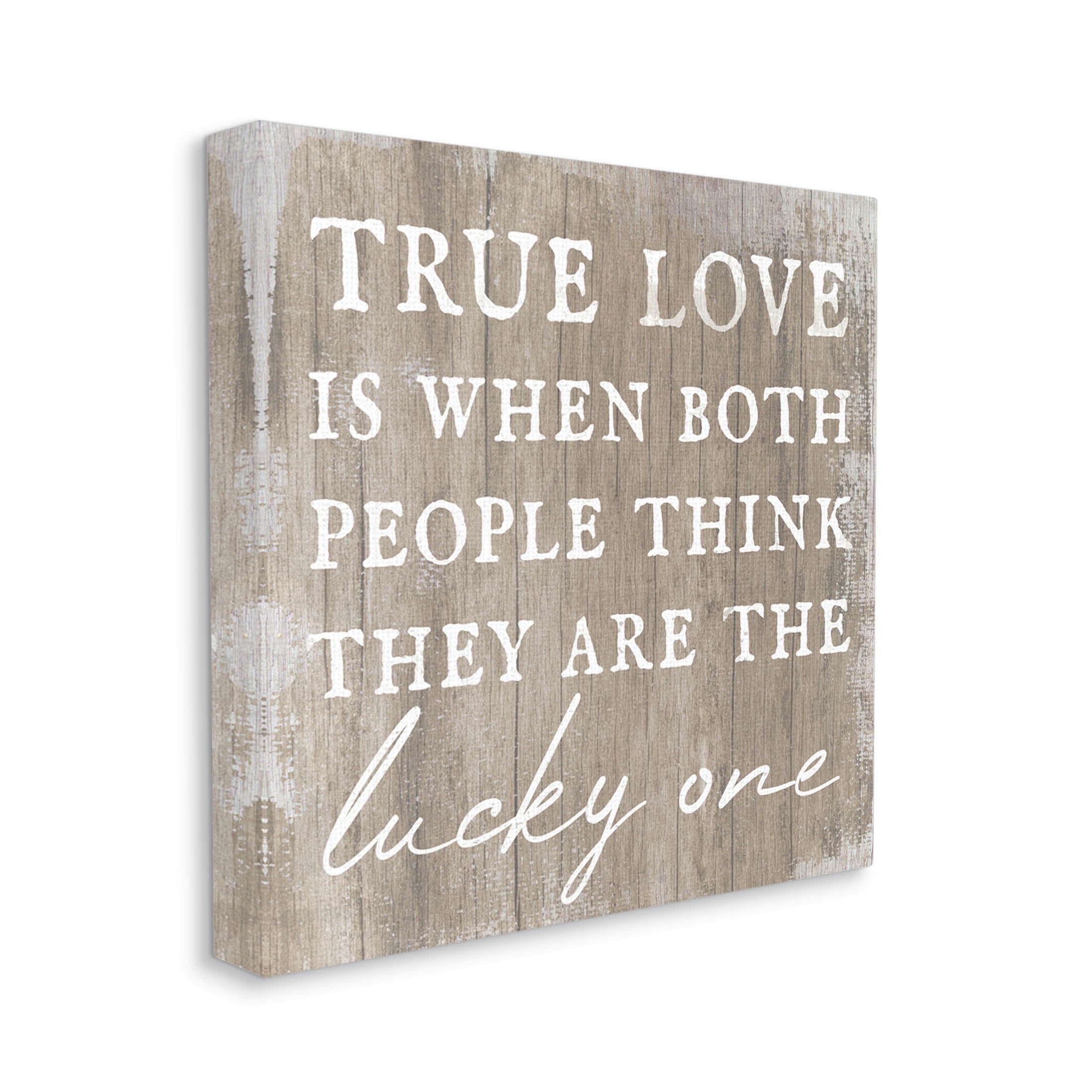 True Love Lucky Ones Romantic Phrase Inspirational Graphic Art Gallery Wrapped Canvas Print Wall Art