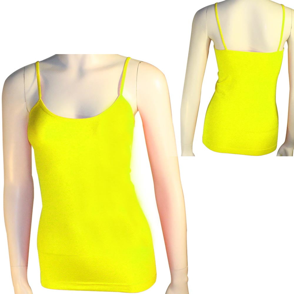 Women's Basic Stretch Camisole Tank Top Spaghetti Strap Long Cami Plain One Size - Walmart.com