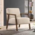 thumbnail image 7 of Omax Decor Fletcher Solid Wood & Fabric Upholstered Lounge Accent Chair in Beige, 7 of 7