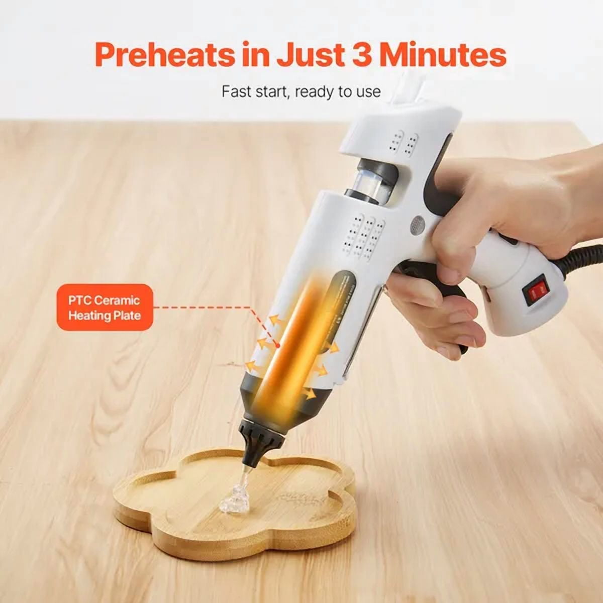 60/100W Dual Power Mini Hot Glue Gun with 20 Glue Sticks&Bag,Fast Heating High Temp Melt for Crafts,DIY,Home Repairs,White