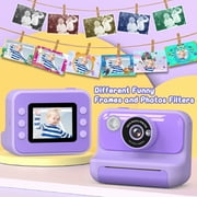 2.4 Instant Print Camera for Kids, 1080P HD Instant Kids Camera 32G Card & Photo Paper for Girls Boys Age 6-12 Birthday Gifts - Purple