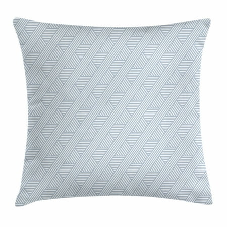 Coconut Pillow Stripes Throw Pillow Cushion Cover, Monochrome Diagonal Lines Geometric Composition Modern Minimalist Design, Decorative Square Accent Pillow Case, 16 X 16 Inches, Bluegrey and Coconut, by Ambesonne ()
