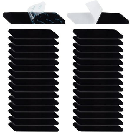 PU Plastic Rug Grippers Adhesive Non-Slip Carpet Fixing Floor Stickers Rectangle Black 130x25x1mm 32pcs/set