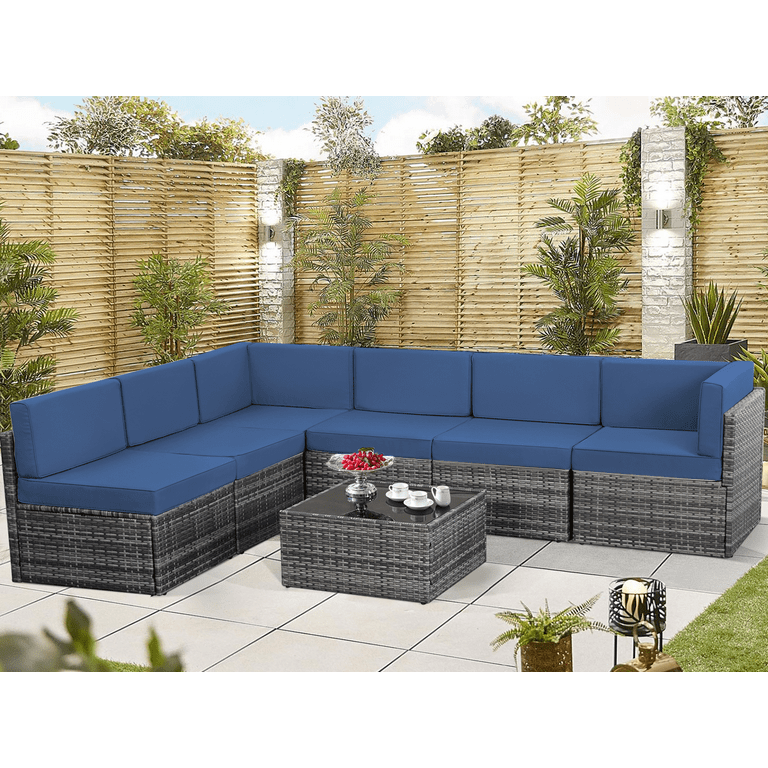 YODOLLA 7-Piece Outdoor Patio Furniture Set, Rattan Wicker