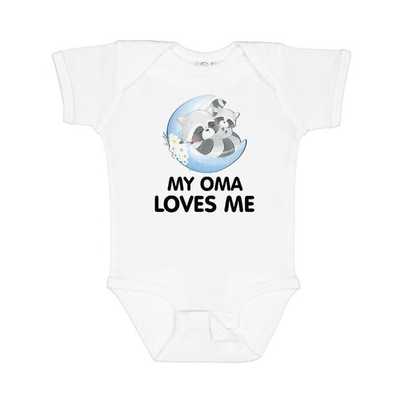 Inktastic Raccoon My Oma Loves Me Boys or Girls Baby Bodysuit
