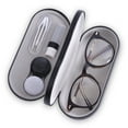 thumbnail image 2 of 2-in-1 Double Sided Portable Eyeglasses Storage Case with Built-in Mirror Contact Lens Container Dispenser Personal Eyes Care Black Type 1, 2 of 9