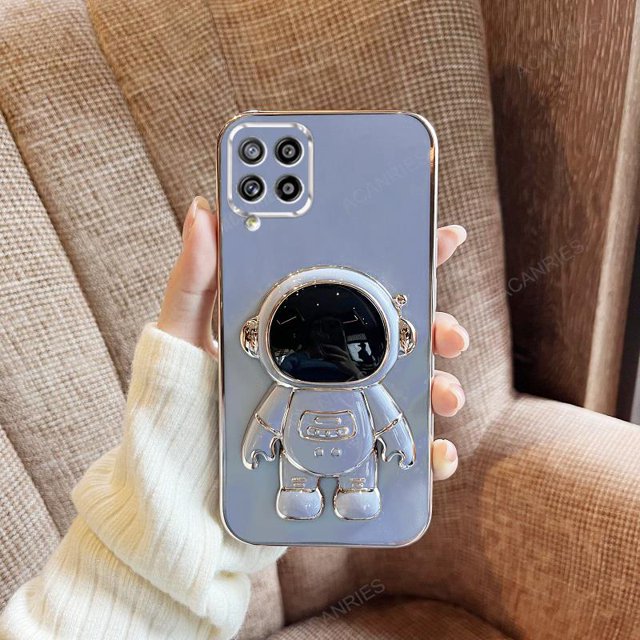 Funda con soporte de silicona para Samsung Galaxy, carcasa de lujo con soporte de astronauta M 53 32 23 33 para Samsung Galaxy A12 A22 4g 5g A51 A71 A31 M53 M23 M33 Fivean unisex