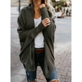 thumbnail image 2 of Women'S - Batwing Cable Knitted Slouchy Oversized Wrap Cardigan Sweater Dark Green One Size, 2 of 8