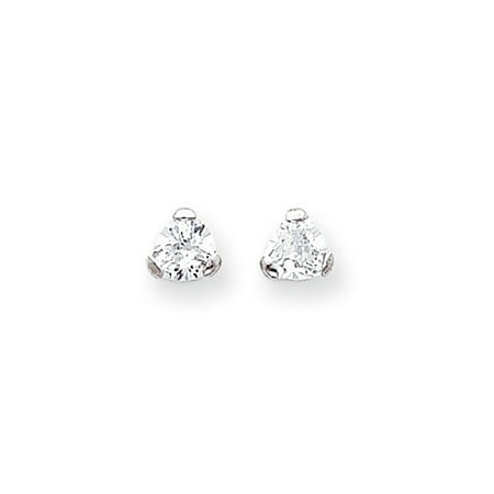 Quartz Trillion Earrings - 6mm Trillion Cut Cubic Zirconia Stud Earrings in 14k White Gold