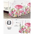 thumbnail image 3 of Mushroom Wrap Around Bed Skirts for Queen Bed 18" Drop, Bed Skirt with Adjustable Elastic Belt Dust Ruffle Bed Valance for Bedroom Hotel Luxury Pink Butterfly Rustic Botanical Leaf Bed Frame Cover, 3 of 7