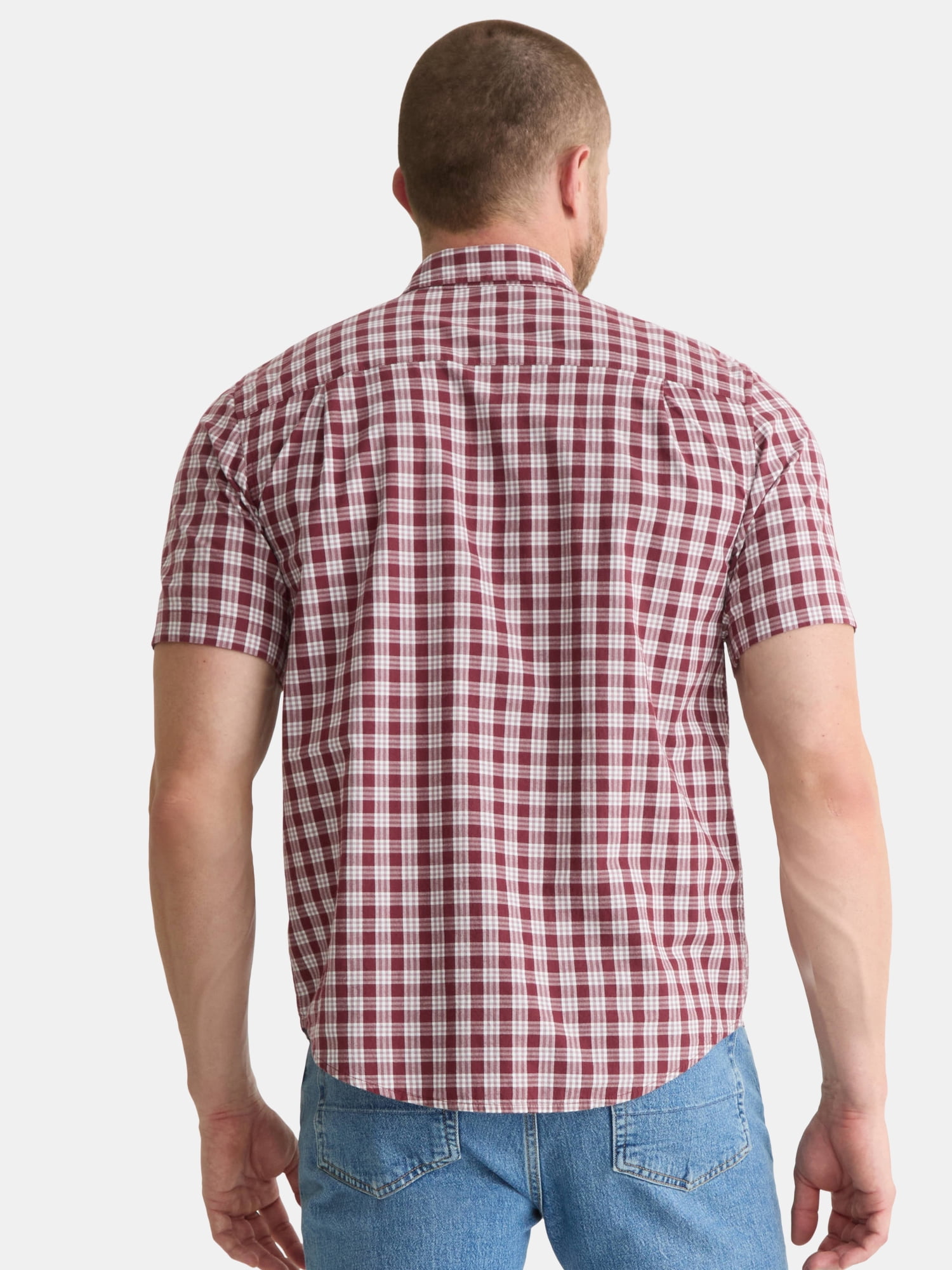 George Men's & Big Men's Classic Fit Short Sleeve Button-Up Poplin Shirt, Sizes S-3XL