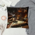 thumbnail image 2 of Orinice Whiskey Cigar Money Graphic Decorative Throw Pillow Cover for Home Couch Living Room Bed Sofa - Year-Round Use - Pillowcase 1PC 12x12in, 2 of 5