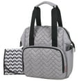 thumbnail image 3 of Fisher-Price Emerson Multi-Pocket Quilted Diaper Bag Backpack Tote with Matching Changing Pad, Insulated Bottle Compartment, Electronics Pocket and Stroller Straps in Heather Gray, 3 of 8