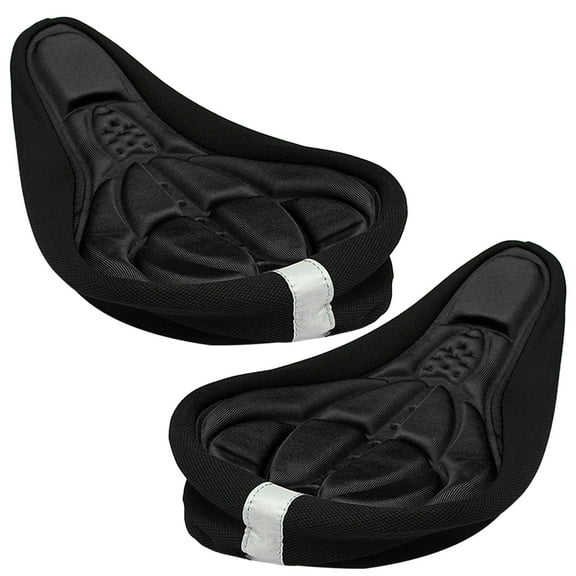 COSMOBETTY 2Pcs Comfy Cycling Gel Pad Seat Saddle Cover 3D Cushion Silicone Non-Slip Black 10.6x7.1x0.8in
