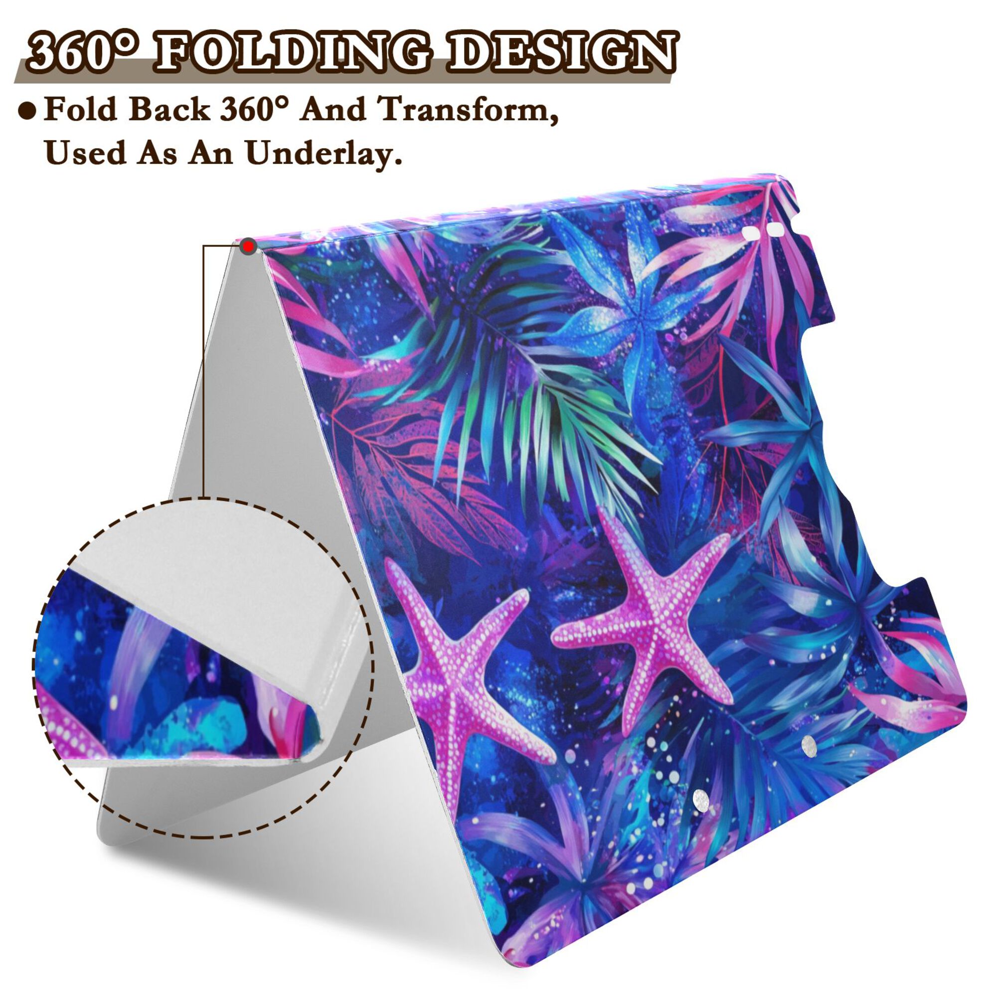 FORMRS A4 Clipboard Folder with Pen Holder Horizontal Foldable School Office Binder, Neon Pink Starfish