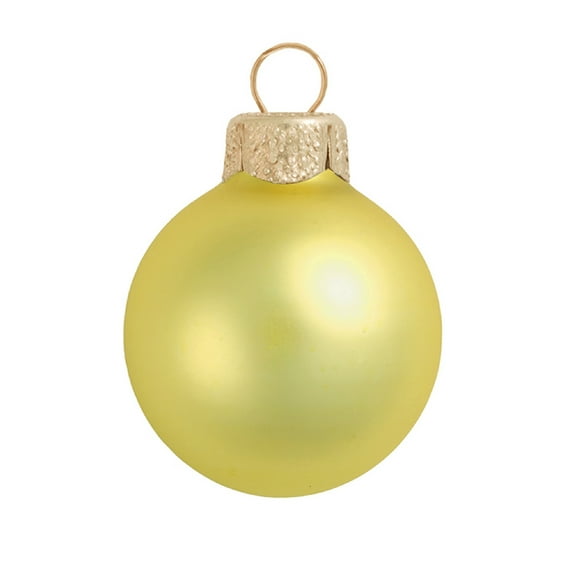 Whitehurst Large Matte Finish Glass Christmas Ball Ornaments - 6" (150mm) - Soft Yellow - 2ct