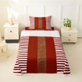 thumbnail image 2 of Castle Fairy Vintage Hand-Drawn Stripe Twin Sheets 3pcs,Retro Leather Textured Panel Bedding,Rust Tan White,1 Flat Sheet, 1 Fitted Sheet and 1 Pillowcase, 2 of 7
