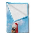 thumbnail image 2 of Christmas Soft Flannel Fleece Throw Blanket, Sandman with Santa Hat Sunbath Foreground of Puffy Clouds Relax Tranquil Scene, Cozy Plush for Indoor and Outdoor Use, 50" x 60", Blue Cream, by Ambesonne, 2 of 5