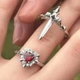 thumbnail image 3 of Adjustable Vintage Sword Piercing Heart Ring Set, Gothic Couple Style Ring, Open Adjustable Statement Ring, Inlaid With Rhinestones, Romantic Jewelry Gift for Her(4PCS)Q, 3 of 8