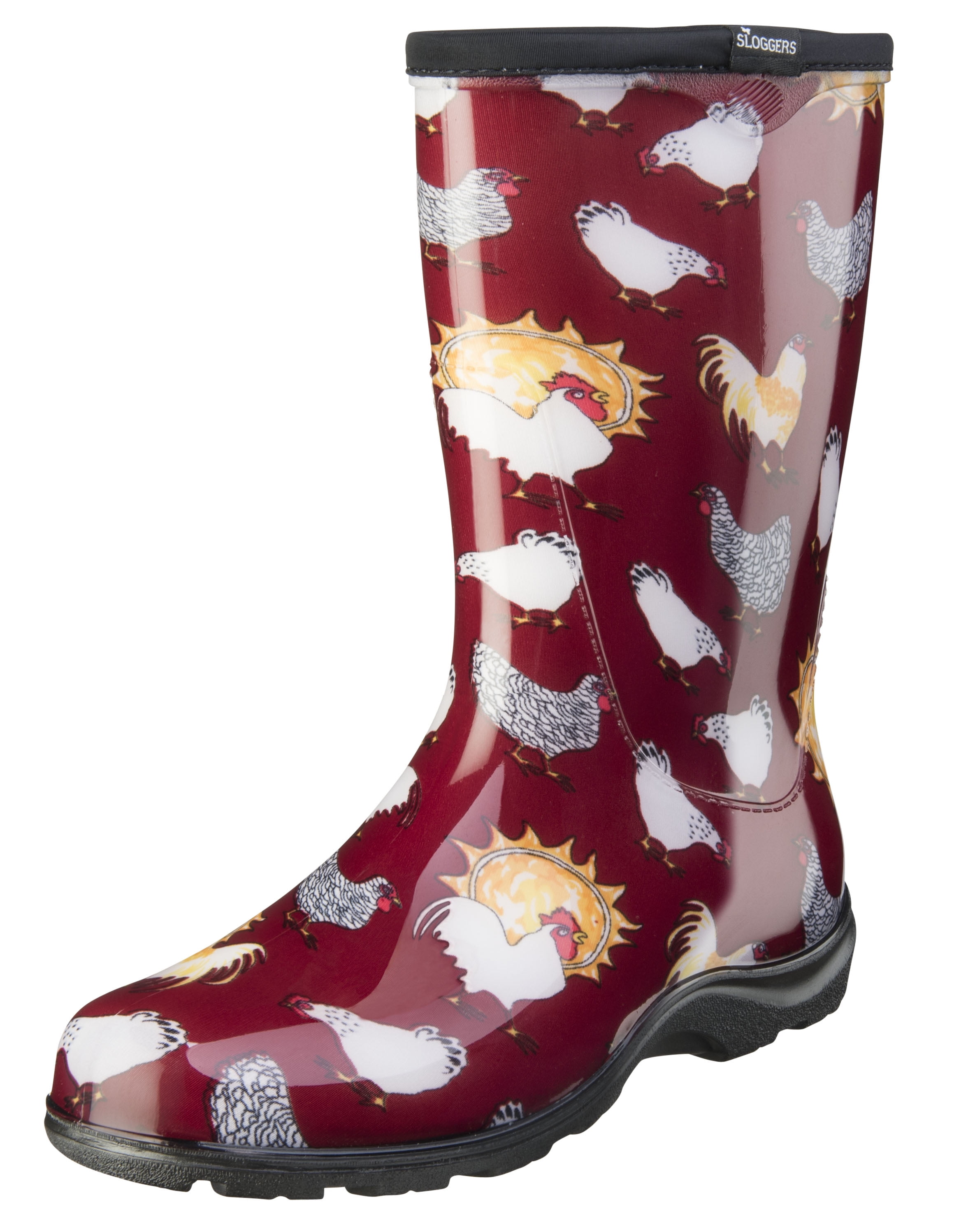 Sloggers Women's Rain & Garden Boots Barn Red Chicken Print