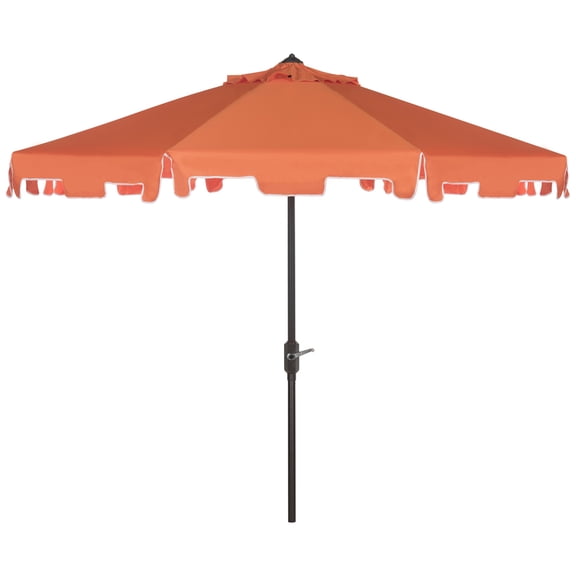 Safavieh Zimmerman 9' Market Crank UV Resistant Umbrella, Orange/White