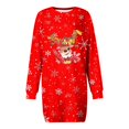 thumbnail image 4 of FYEGRE Women's Hoodless Print Sweater Dress Long Sleeve Crewneck Casual Loungewear Tunic Pullover For Fall Winter Holiday Season Party Outfit Comfortable Soft Warm Fashion Apparel Red S, 4 of 5