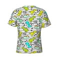 thumbnail image 6 of Vsdgher Funny Dinosaurs on Stripes Print Men's Dry Fit Mesh Athletic Shirts Moisture Wicking Tennis T-Shirt Tops, 6 of 9